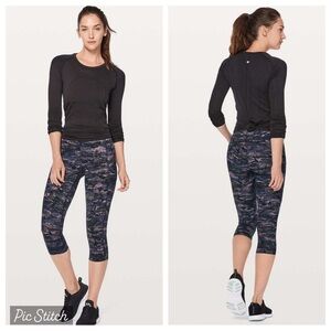 Lululemon Women’s Fast And Free Crop Leggings Rip Wave Purple Thunder 6